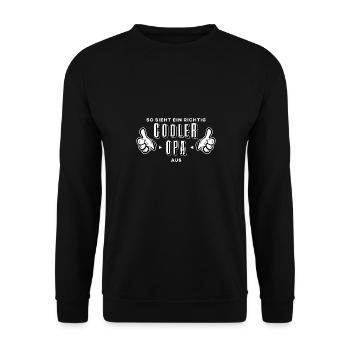 So sieht ein richtig cooler Opa aus Geschenk Opa - Unisex Pullover - Schwarz - Vorne - Alina (178cm) & Michal (187cm)