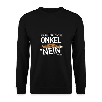 Ich bin der coole Onkel Muss Nicht Nein Sagen - Unisex Pullover - Schwarz - Vorne - Alina (178cm) & Michal (187cm)