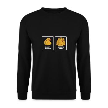 Funny How It Started How It's Going Rubber Duck You - Unisex Sweatshirt - black - Front - Alina (178cm) & Michal (187cm)