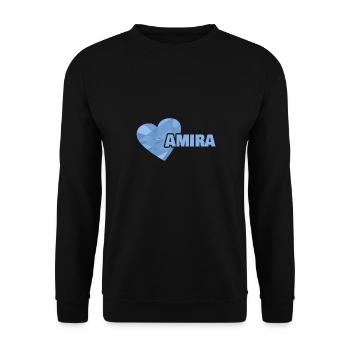 Geschenk für Amira - Unisex Pullover - Schwarz - Vorne - Alina (178cm) & Michal (187cm)