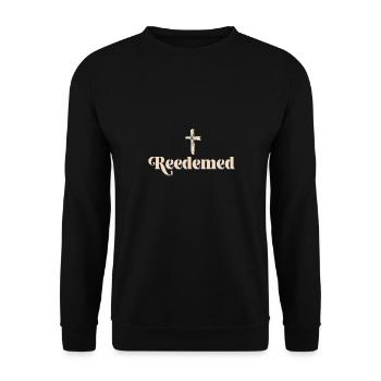 Redeemed Religious Christian Jesus Holy Cross - Unisex Sweatshirt - black - Front - Alina (178cm) & Michal (187cm)