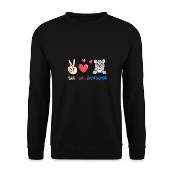 Schneeleopard - Unisex Pullover - Schwarz - Vorne - Alina (178cm) & Michal (187cm)