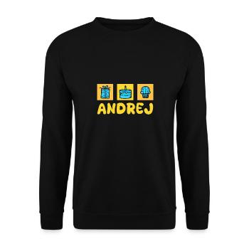 Vorname Andrej - Unisex Pullover - Schwarz - Vorne - Alina (178cm) & Michal (187cm)