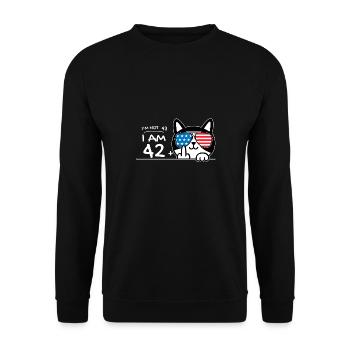 I'm Not 43, I Am 42 Plus 1 Middle Finger Cat Flip - Unisex Sweatshirt - black - Front - Alina (178cm) & Michal (187cm)