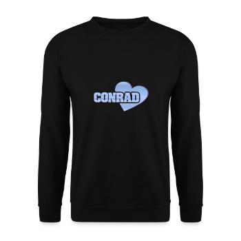 Geschenk für Conrad - Unisex Pullover - Schwarz - Vorne - Alina (178cm) & Michal (187cm)