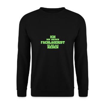 Beruf Fachlagerist - Unisex Pullover - Schwarz - Vorne - Alina (178cm) & Michal (187cm)