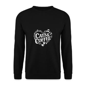 J’adore les chats, le café et la musique - Sweat-shirt Unisexe - noir - Devant - Alina (178cm) & Michal (187cm)