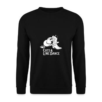 Katzen und Line Dance. Perfekt für die Katzenmama - Unisex Pullover - Schwarz - Vorne - Alina (178cm) & Michal (187cm)