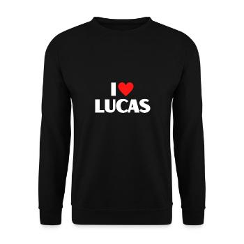 I Love Lucas Red Heart Love Fan Gift - Sweat-shirt Unisexe - noir - Devant - Alina (178cm) & Michal (187cm)