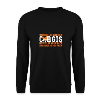 Corgi Chien Corgi - Sweat-shirt Unisexe - noir - Devant - Alina (178cm) & Michal (187cm)
