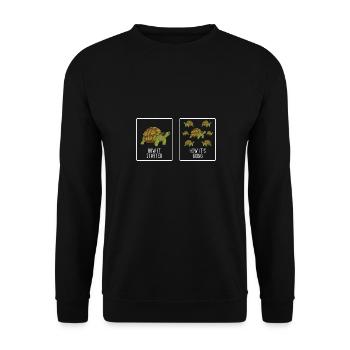 Tortoise Fan Turtle Funny How It Started How It's - Unisex Pullover - Schwarz - Vorne - Alina (178cm) & Michal (187cm)