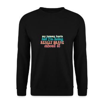 Tummy Ache Survivor My Tummy Hurts Funny Food - Unisex Pullover - Schwarz - Vorne - Alina (178cm) & Michal (187cm)