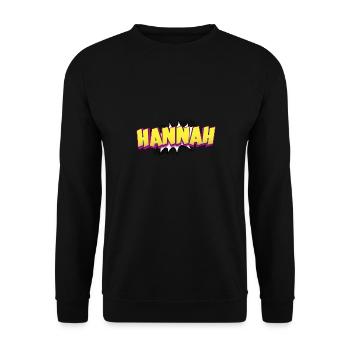 Hannah Nom personnalisé Style bande dessinée Pop Art, - Sweat-shirt Unisexe - noir - Devant - Alina (178cm) & Michal (187cm)