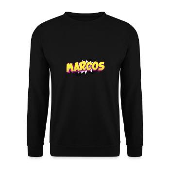 Marcos Nom personnalisé Style bande dessinée Pop Art, - Sweat-shirt Unisexe - noir - Devant - Alina (178cm) & Michal (187cm)