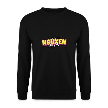 Nguyen Benutzerdefinierter Name Comic-Buch-Stil Pop-Art, - Unisex Pullover - Schwarz - Vorne - Alina (178cm) & Michal (187cm)