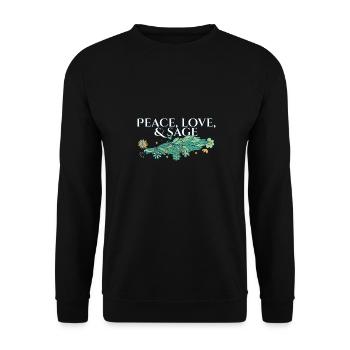 Peace Love And Sage Smudge Sticks Healing Burning - Unisex Sweatshirt - black - Front - Alina (178cm) & Michal (187cm)