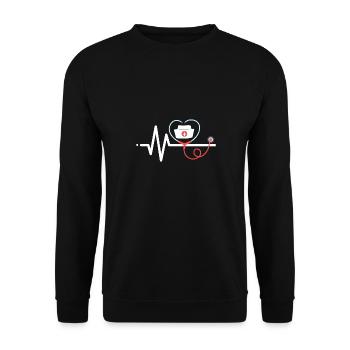Nurse heartbeat stethoscope - Unisex Sweatshirt - black - Front - Alina (178cm) & Michal (187cm)