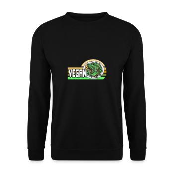 VEGAN Cool Retro Vegan Vegetarian Designs - Unisex Pullover - Schwarz - Vorne - Alina (178cm) & Michal (187cm)
