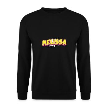Melissa Nom personnalisé Style bande dessinée Pop Art, - Sweat-shirt Unisexe - noir - Devant - Alina (178cm) & Michal (187cm)