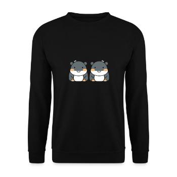 Liebe kleine Nilpferde - Unisex Pullover - Schwarz - Vorne - Alina (178cm) & Michal (187cm)