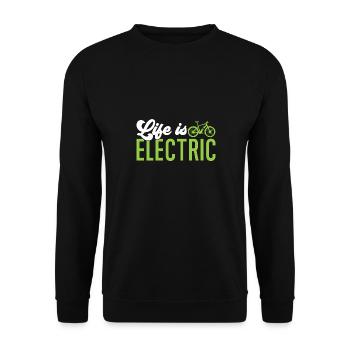 Electric Bike Cycling Biker E-Bike - Unisex Sweatshirt - black - Front - Alina (178cm) & Michal (187cm)