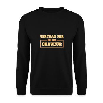 Funny Engraver - Unisex Sweatshirt - black - Front - Alina (178cm) & Michal (187cm)