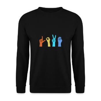 Langue des signes ASL sourd - Sweat-shirt Unisexe - noir - Devant - Alina (178cm) & Michal (187cm)