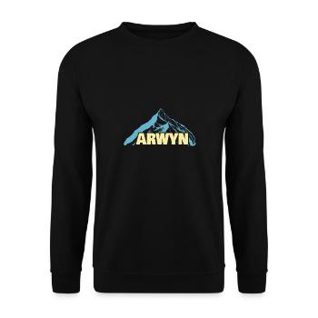 Arwyn als Frauenname - Unisex Pullover - Schwarz - Vorne - Alina (178cm) & Michal (187cm)