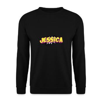 Jessica Benutzerdefinierter Name Comic-Stil Pop-Art, - Unisex Pullover - Schwarz - Vorne - Alina (178cm) & Michal (187cm)