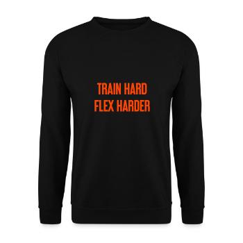 Train Hard Flex Harder - Unisex Pullover - Schwarz - Vorne - Alina (178cm) & Michal (187cm)