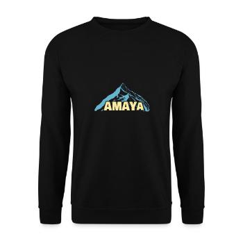 Frauenname Amaya - Unisex Pullover - Schwarz - Vorne - Alina (178cm) & Michal (187cm)