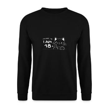 I'm Not 19, I Am 18 Plus 1 Middle Finger Cat Flip - Unisex Sweatshirt - black - Front - Alina (178cm) & Michal (187cm)