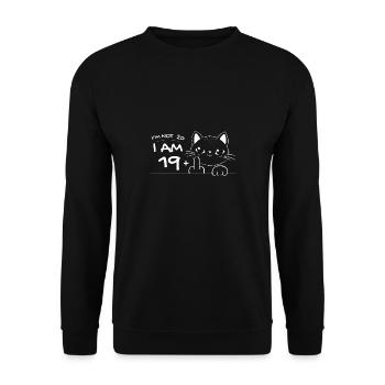 I'm Not 20, I Am 19 Plus 1 Middle Finger Cat Flip - Unisex Sweatshirt - black - Front - Alina (178cm) & Michal (187cm)