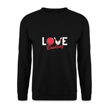 LOVE Bowling Cool Retro Vintage Bowler T-Shirt - Sweat-shirt Unisexe - noir - Devant - Alina (178cm) & Michal (187cm)