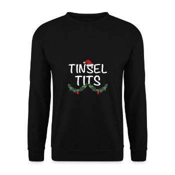 Jingle Balls And Tinsel Tits Funny Matching Christ - Unisex Pullover - Schwarz - Vorne - Alina (178cm) & Michal (187cm)