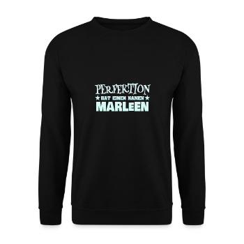Frauenname Marleen - Unisex Pullover - Schwarz - Vorne - Alina (178cm) & Michal (187cm)