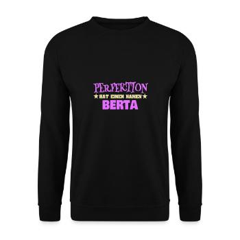 Geschenk für Berta - Unisex Pullover - Schwarz - Vorne - Alina (178cm) & Michal (187cm)