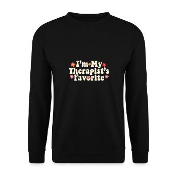 I'm My Therapist's Favorite Mental Wellness - Unisex Pullover - Schwarz - Vorne - Alina (178cm) & Michal (187cm)