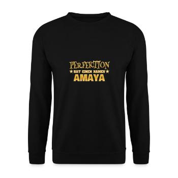 Amaya als Frauenname - Unisex Pullover - Schwarz - Vorne - Alina (178cm) & Michal (187cm)