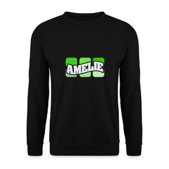 Name Amelie - Unisex Pullover - Schwarz - Vorne - Alina (178cm) & Michal (187cm)