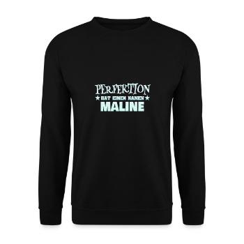 Geschenk für Maline - Unisex Pullover - Schwarz - Vorne - Alina (178cm) & Michal (187cm)