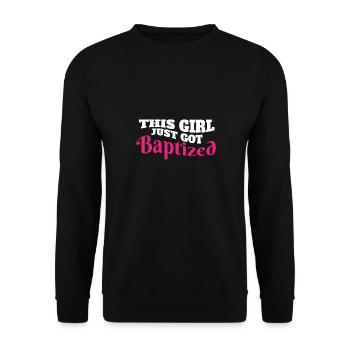 Cette jeune fille vient d’être baptisée religieuse chrétienne - Sweat-shirt Unisexe - noir - Devant - Alina (178cm) & Michal (187cm)
