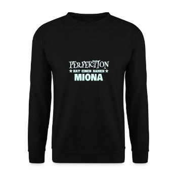 Woman's name Miona - Unisex Sweatshirt - black - Front - Alina (178cm) & Michal (187cm)