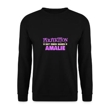 Woman's name Amalie - Unisex Sweatshirt - black - Front - Alina (178cm) & Michal (187cm)