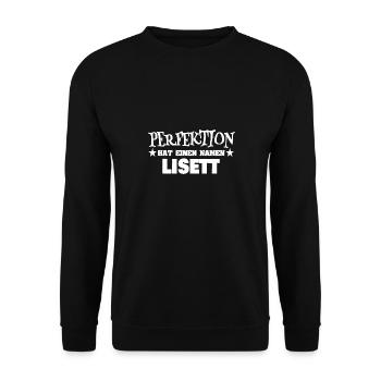 Woman's name Lisett - Unisex Sweatshirt - black - Front - Alina (178cm) & Michal (187cm)