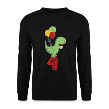 Quatrième anniversaire Boy T Rex Dinosaur - Sweat-shirt Unisexe - noir - Devant - Alina (178cm) & Michal (187cm)