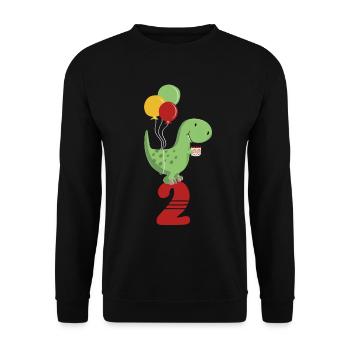 Zweiter Geburtstag Junge T Rex Dinosaurier - Unisex Pullover - Schwarz - Vorne - Alina (178cm) & Michal (187cm)