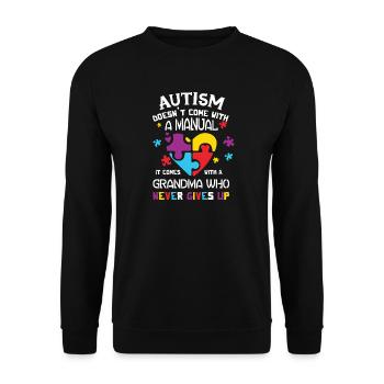T-shirt de conscience d'autisme pour la grand-maman - Sweat-shirt Unisexe - noir - Devant - Alina (178cm) & Michal (187cm)