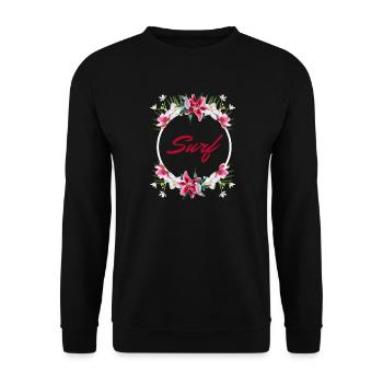Surf Tropical Flowers Beach Sommer-T-Shirt - Unisex Pullover - Schwarz - Vorne - Alina (178cm) & Michal (187cm)