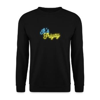 It's Friyay néon police turquoise jaune - Weekendvibes - Sweat-shirt Unisexe - noir - Devant - Alina (178cm) & Michal (187cm)